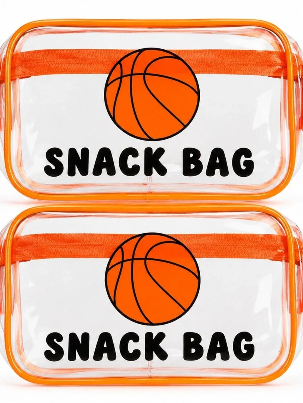 Kids Snack Bag with Orange Basketball Design X2